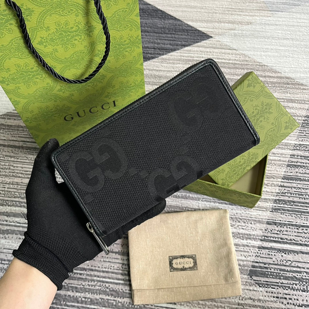 Luxury Gucci GG LONG WALLET 19 IN BLACK CANVAS