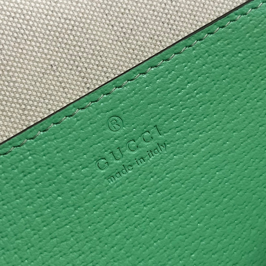 Luxury Gucci ophidia large 24cm comestic pouch beige green monogram canvas