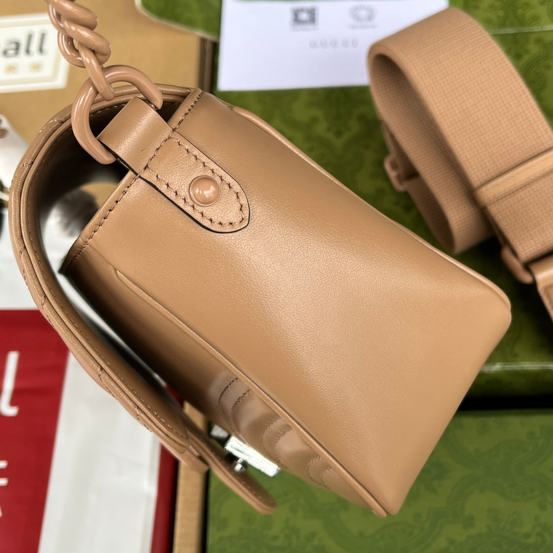 Luxury Gucci gg marmont mini 18cm all beige calfskin