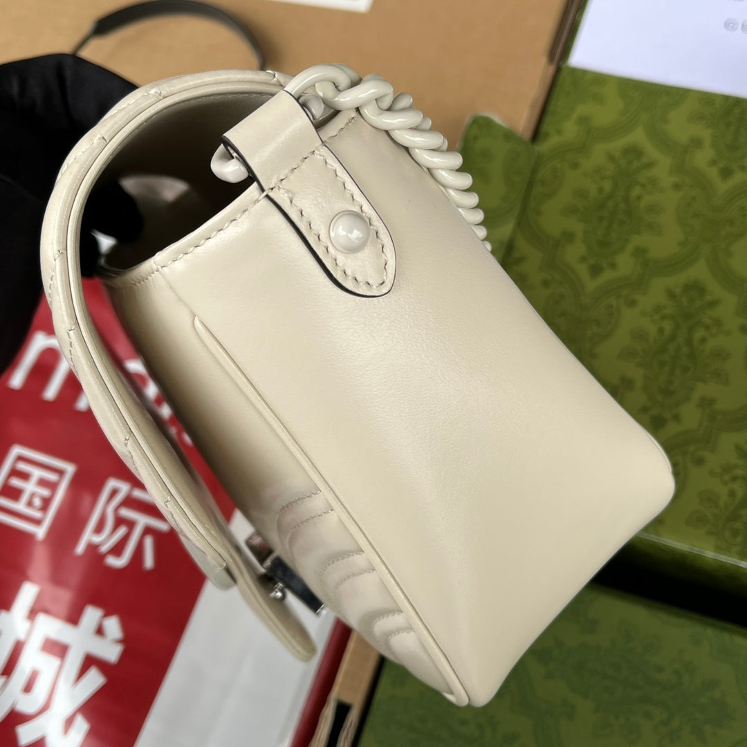 Luxury Gucci gg marmont mini 18cm all white calfskin