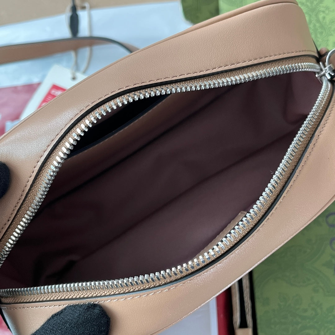 Luxury Gucci MARMONT SHOULDER BAG 24 IN BEIGE CALFSKIN
