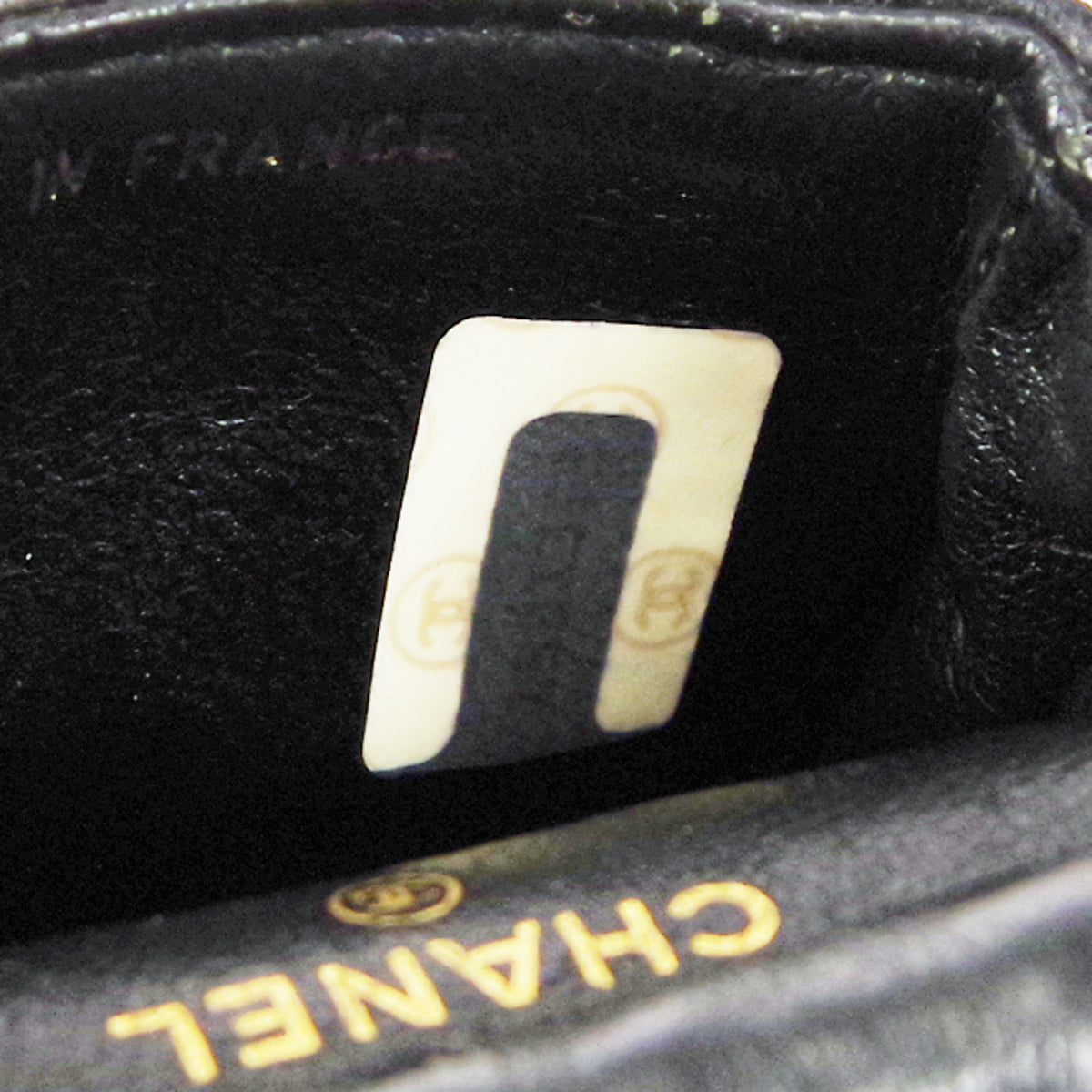 CHANEL Classic Flap Micro Shoulder Bag Black Lambskin 66439