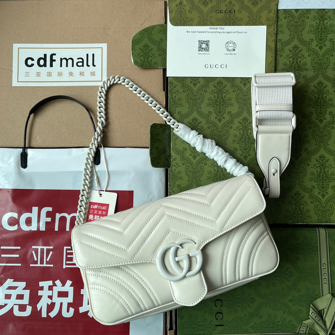 Luxury Gucci gg marmont 26cm all white calfskin