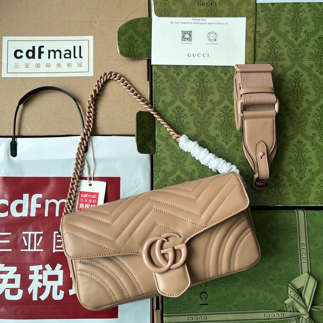 Luxury Gucci gg marmont 26cm all beige calfskin