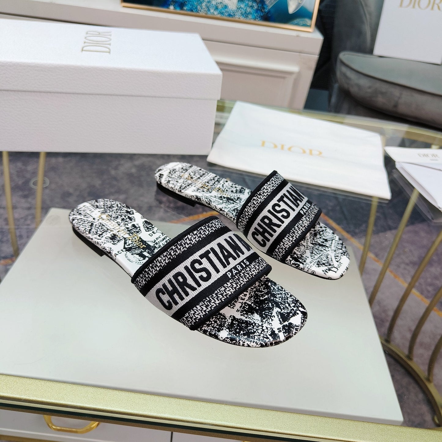 Luxury DiorMule Dway Slide 10mm Multi-motifs Style 13