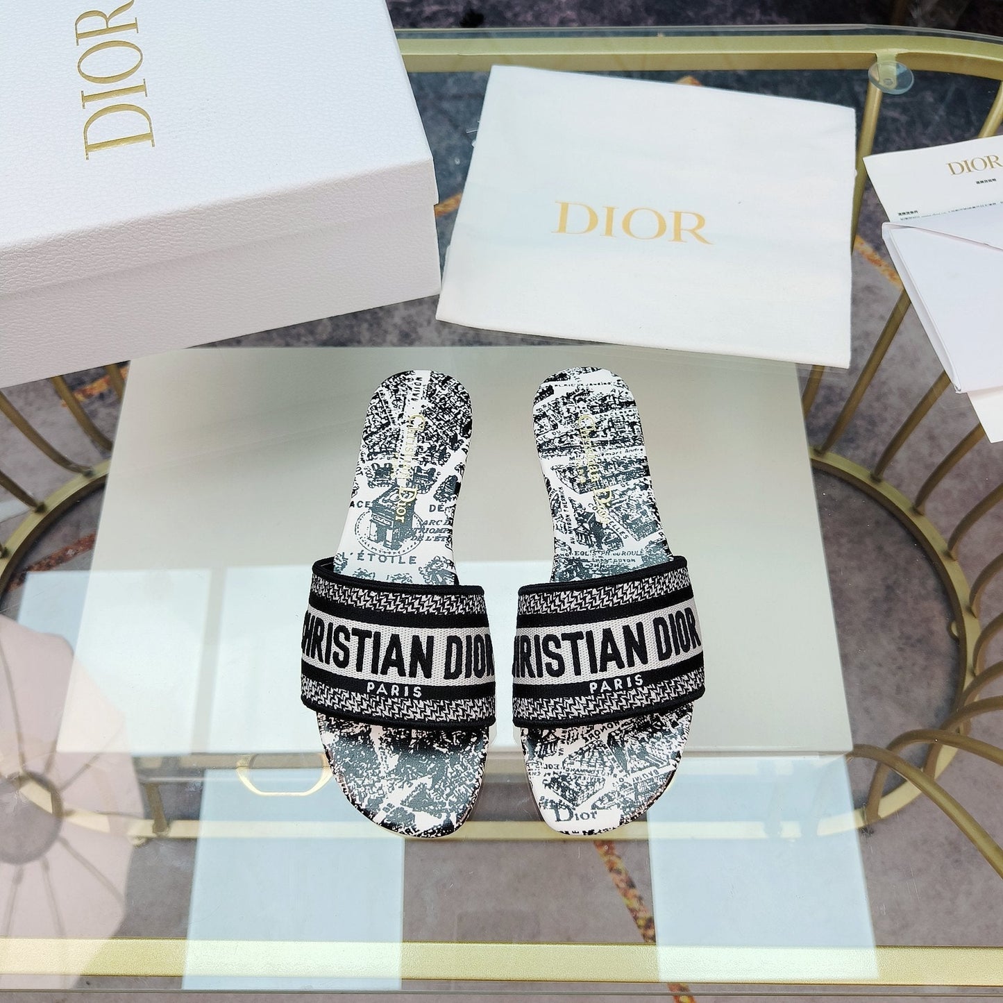 Luxury DiorMule Dway Slide 10mm Multi-motifs Style 13