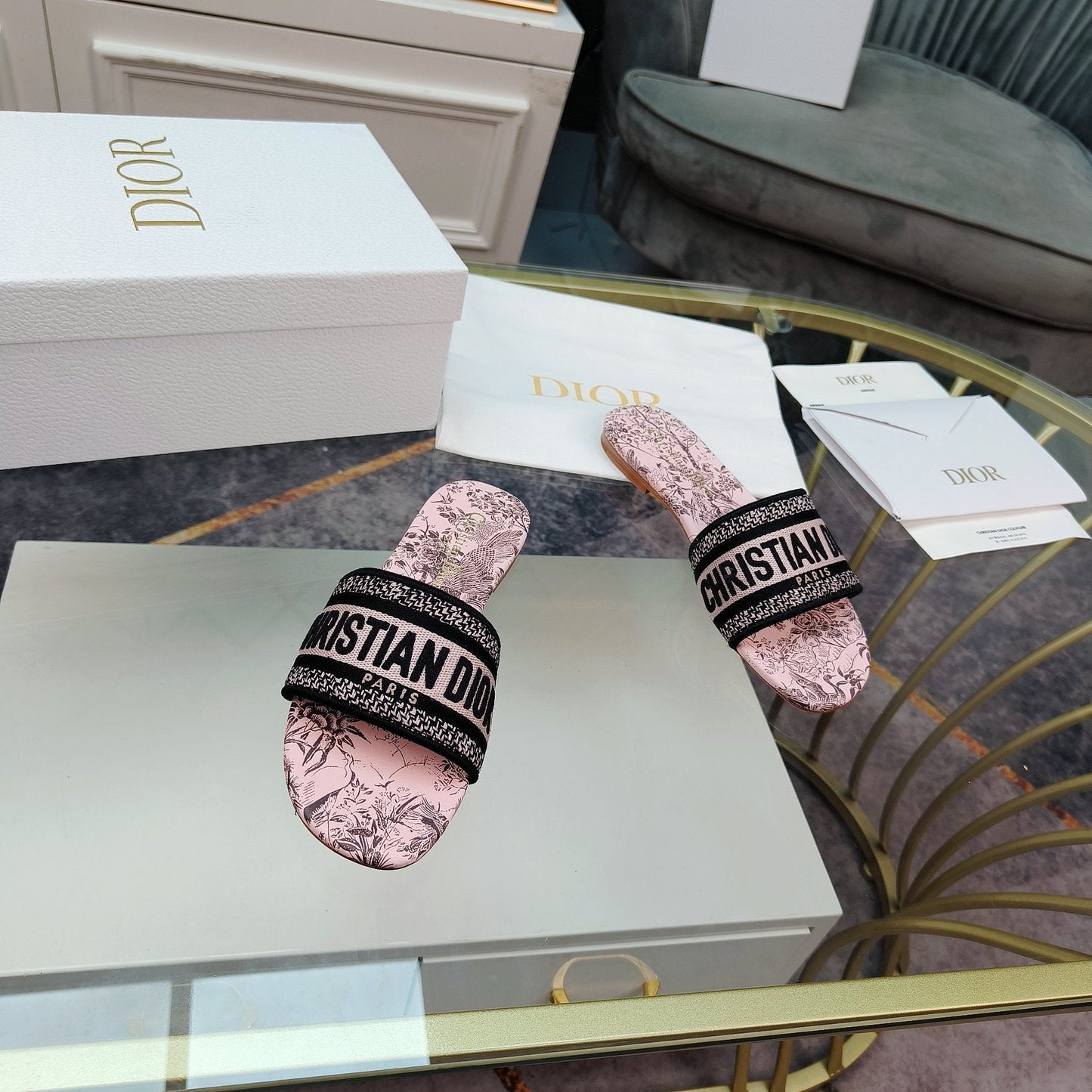 Luxury DiorMule Dway Slide 10mm Multi-motifs Style 12