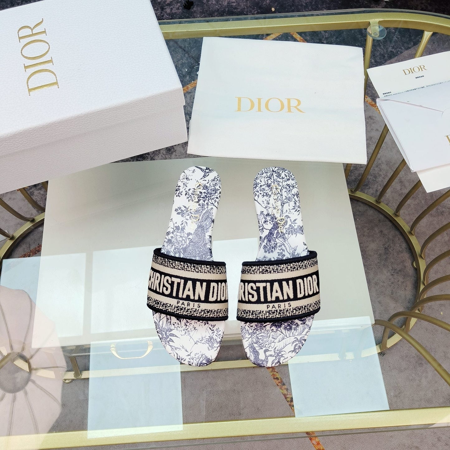 Luxury DiorMule Dway Slide 10mm Multi-motifs Style 11