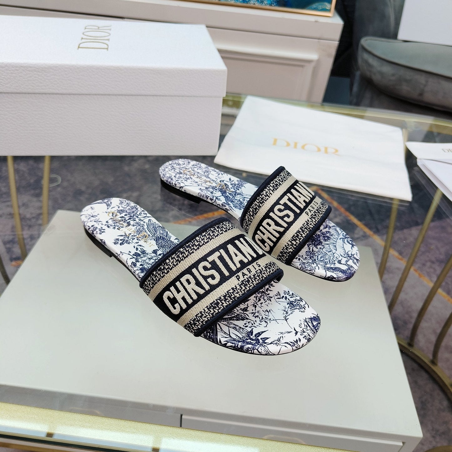 Luxury DiorMule Dway Slide 10mm Multi-motifs Style 11