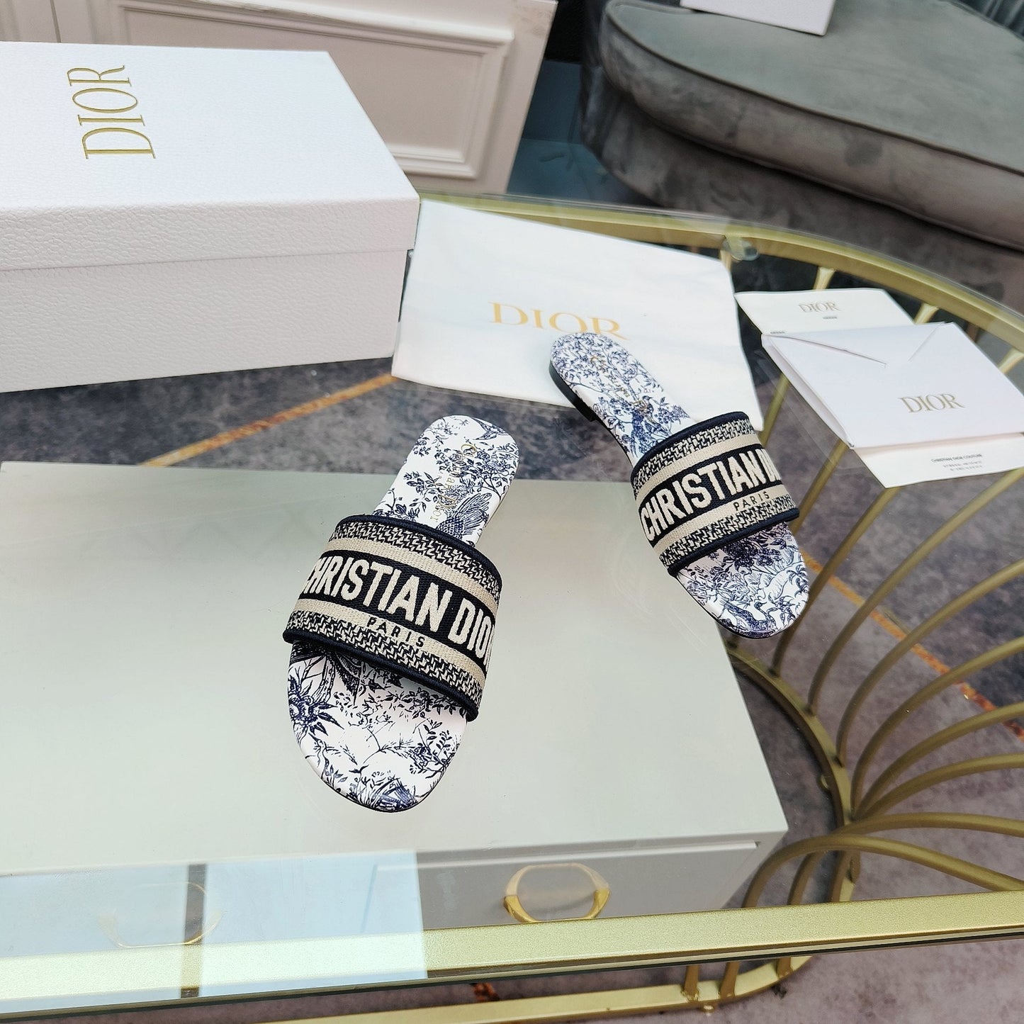 Luxury DiorMule Dway Slide 10mm Multi-motifs Style 11