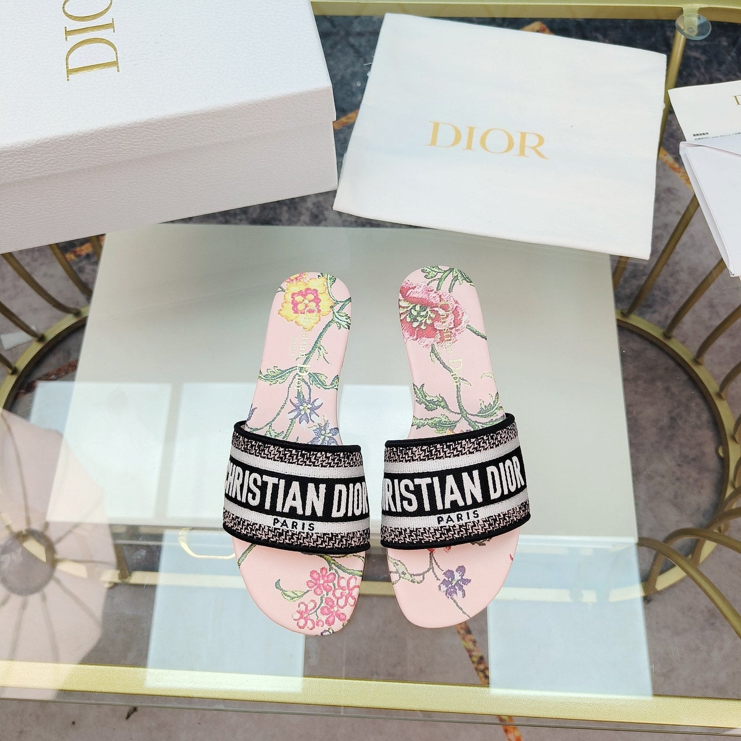 Luxury DiorMule Dway Slide 10mm Multi-motifs Style 9