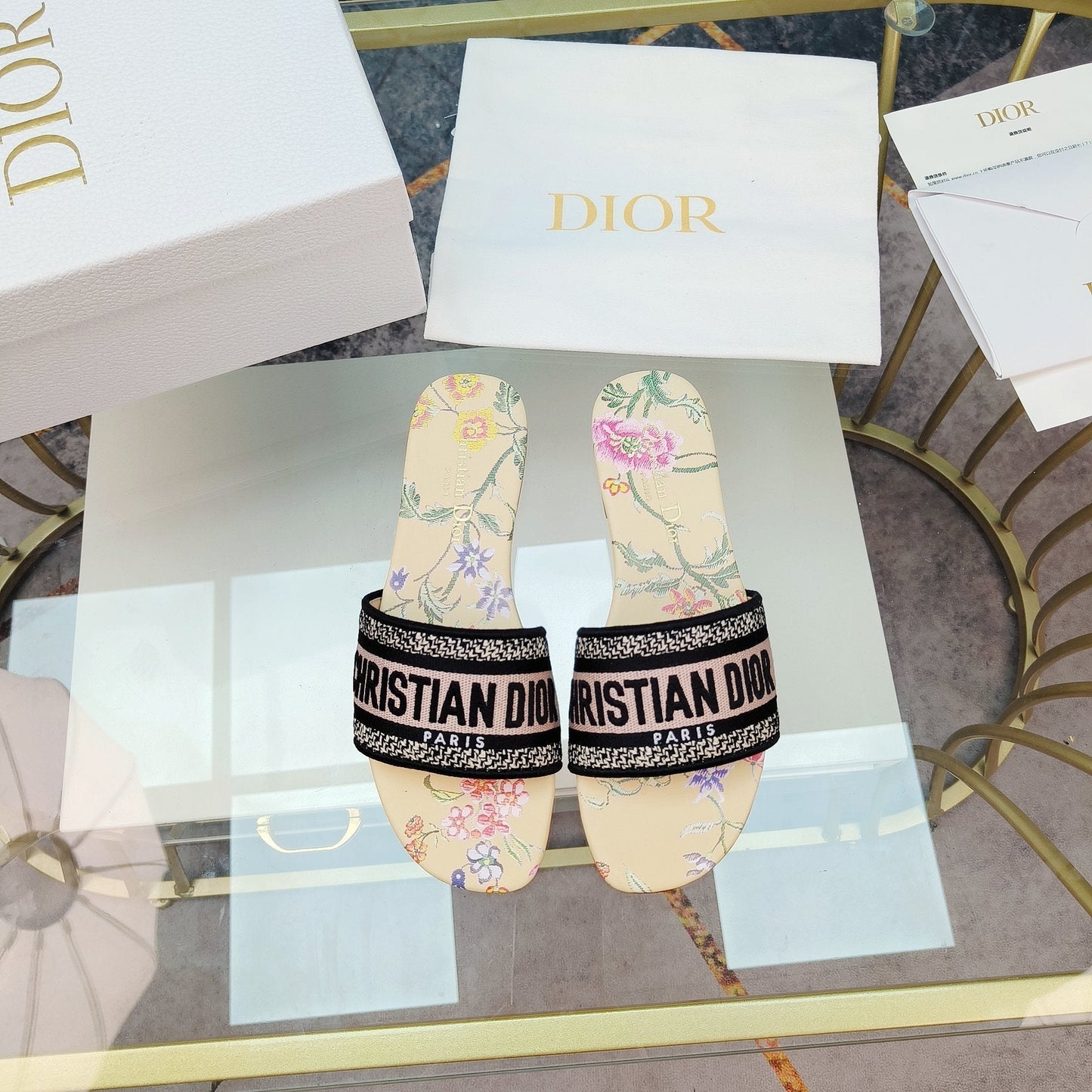 Luxury DiorMule Dway Slide 10mm Multi-motifs Style 8