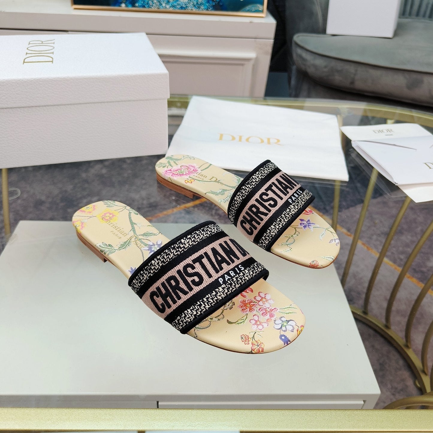 Luxury DiorMule Dway Slide 10mm Multi-motifs Style 8