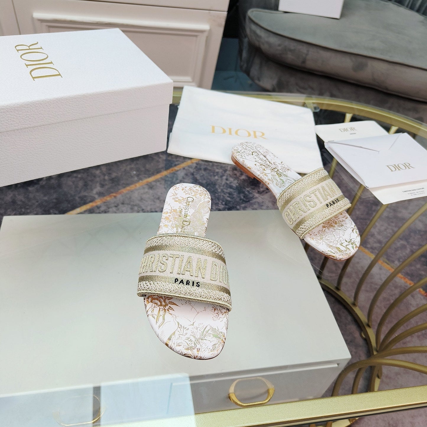 Luxury DiorMule Dway Slide 10mm Multi-motifs Style 7