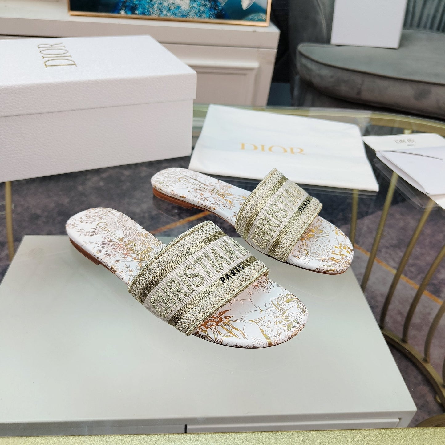 Luxury DiorMule Dway Slide 10mm Multi-motifs Style 7