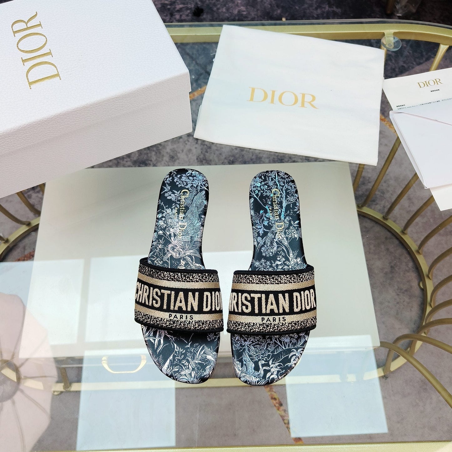 Luxury DiorMule Dway Slide 10mm Multi-motifs Style 4
