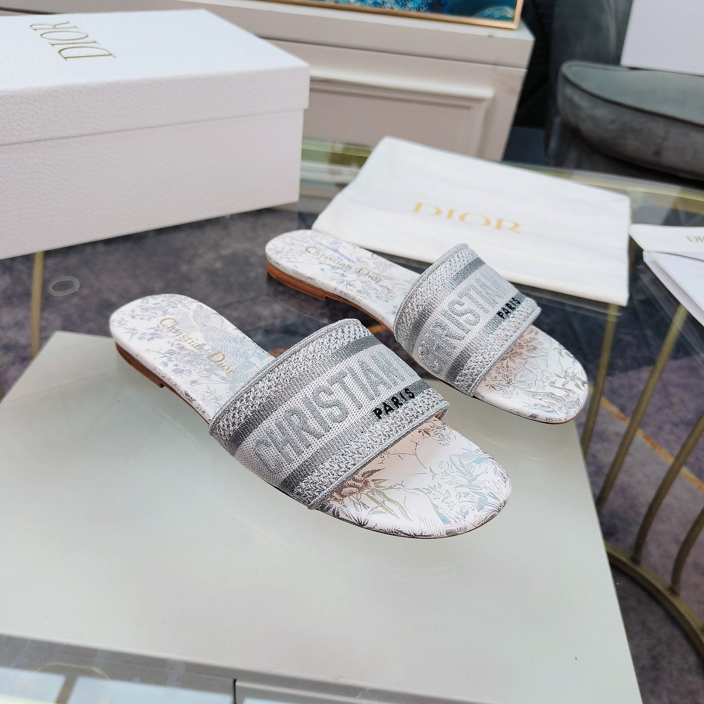 Luxury DiorMule Dway Slide 10mm Multi-motifs Style 6