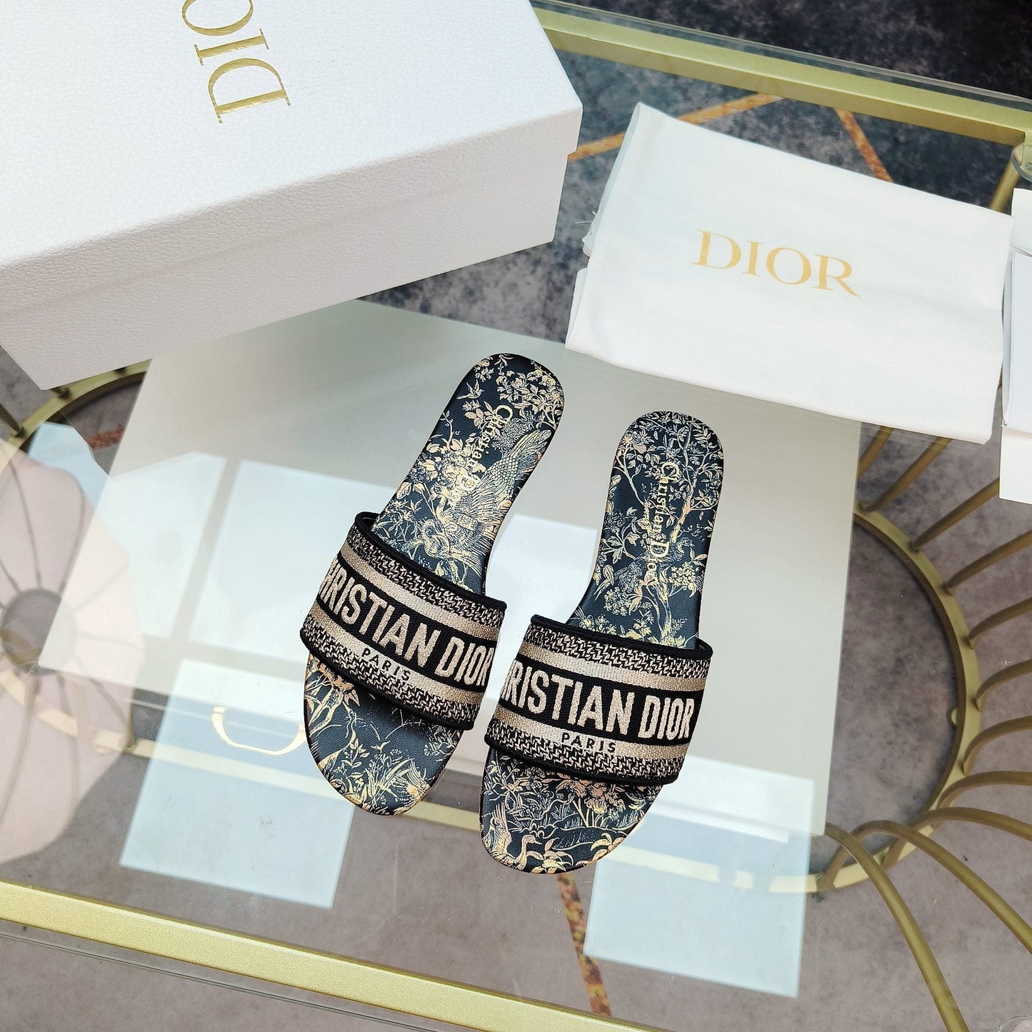 Luxury DiorMule Dway Slide 10mm Multi-motifs Style 5