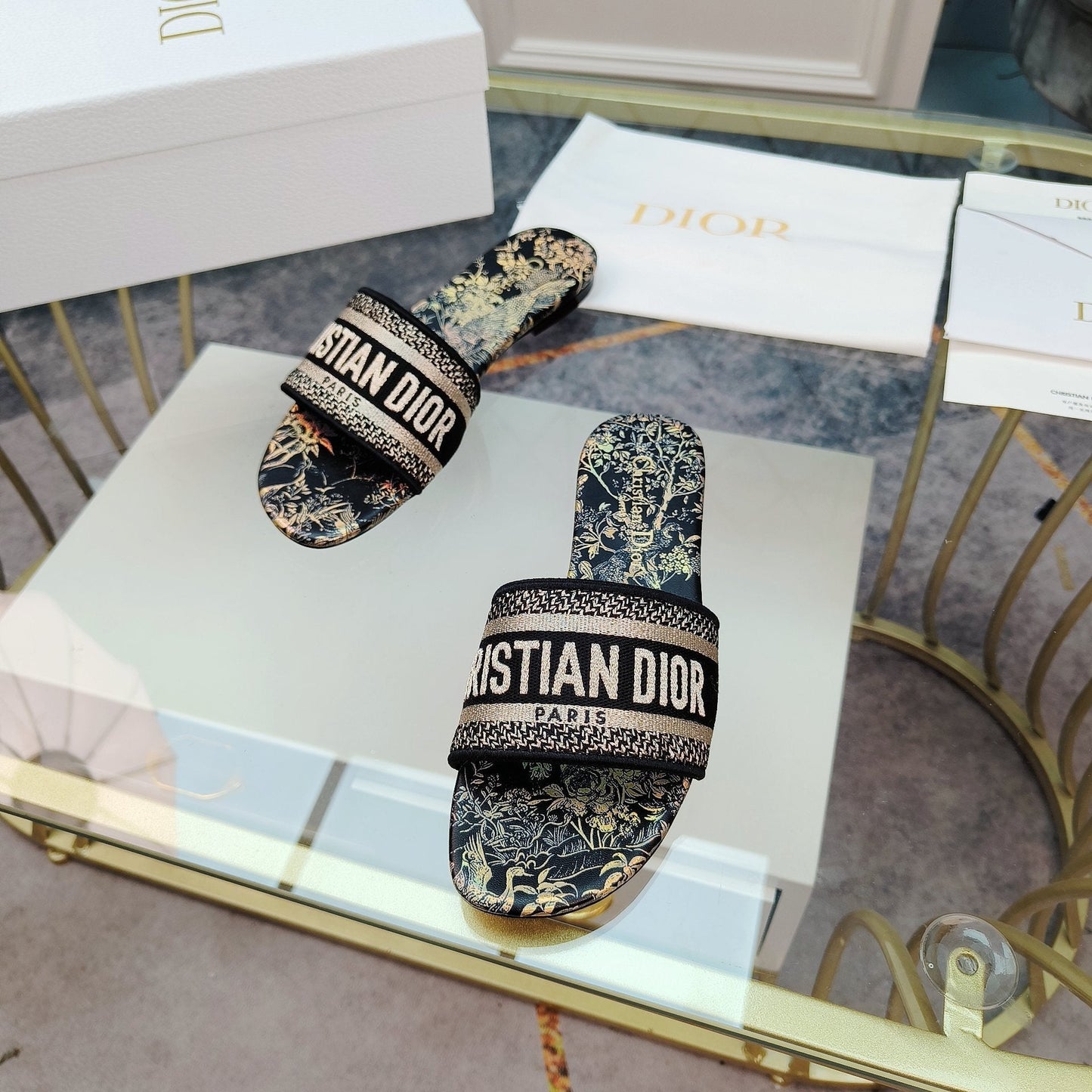 Luxury DiorMule Dway Slide 10mm Multi-motifs Style 5