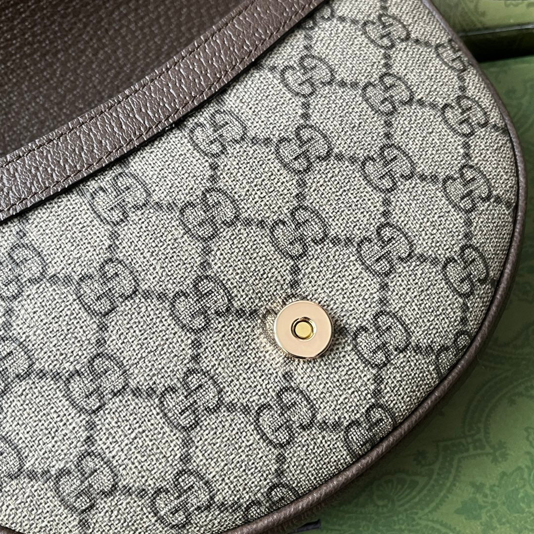 Luxury Gucci OPHIDIA MINI SHOULDER BAG 20 WITH WEB IN BEIGE EBONY CANVAS MIX BROWN CALFSKIN