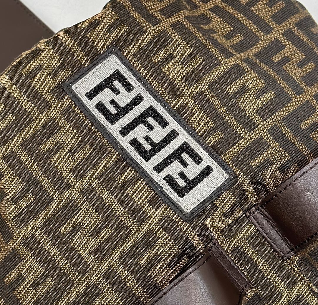 Luxury FendiLuxury FendiSTRIKE 41 MEDIUM FF MOCHA BROWN JACQUARD FABRIC BACKPACK