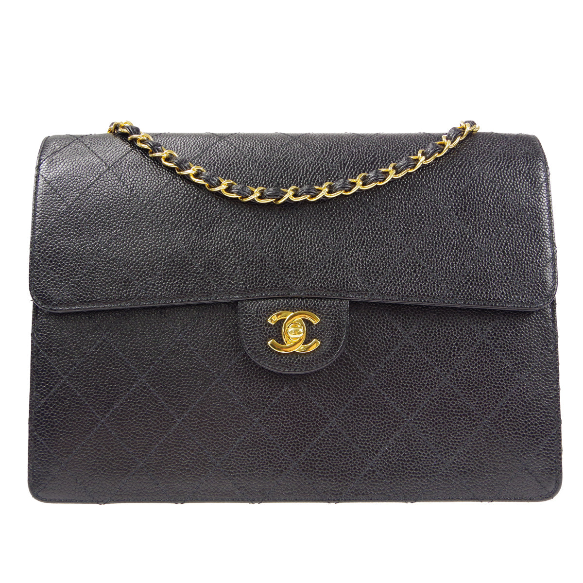 CHANEL 1997-1999 Flap Jumbo Black Caviar 66442