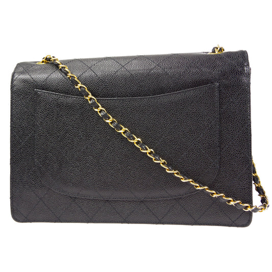 CHANEL 1997-1999 Flap Jumbo Black Caviar 66442