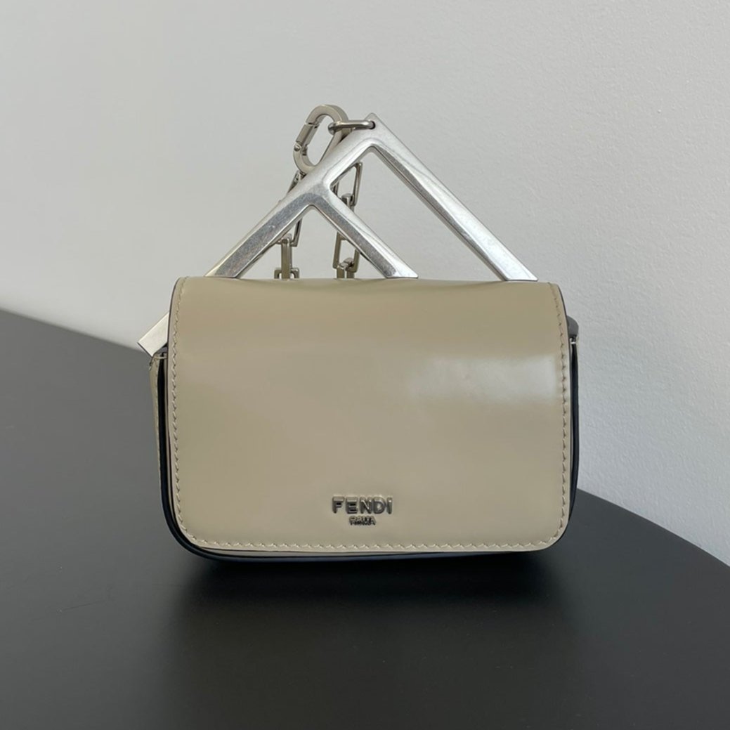 Luxury FendiLuxury FendiMINI FIRST SIGHT 13 BAG IN TAN BROWN CALFSKIN WITH SILVER HARDWARE