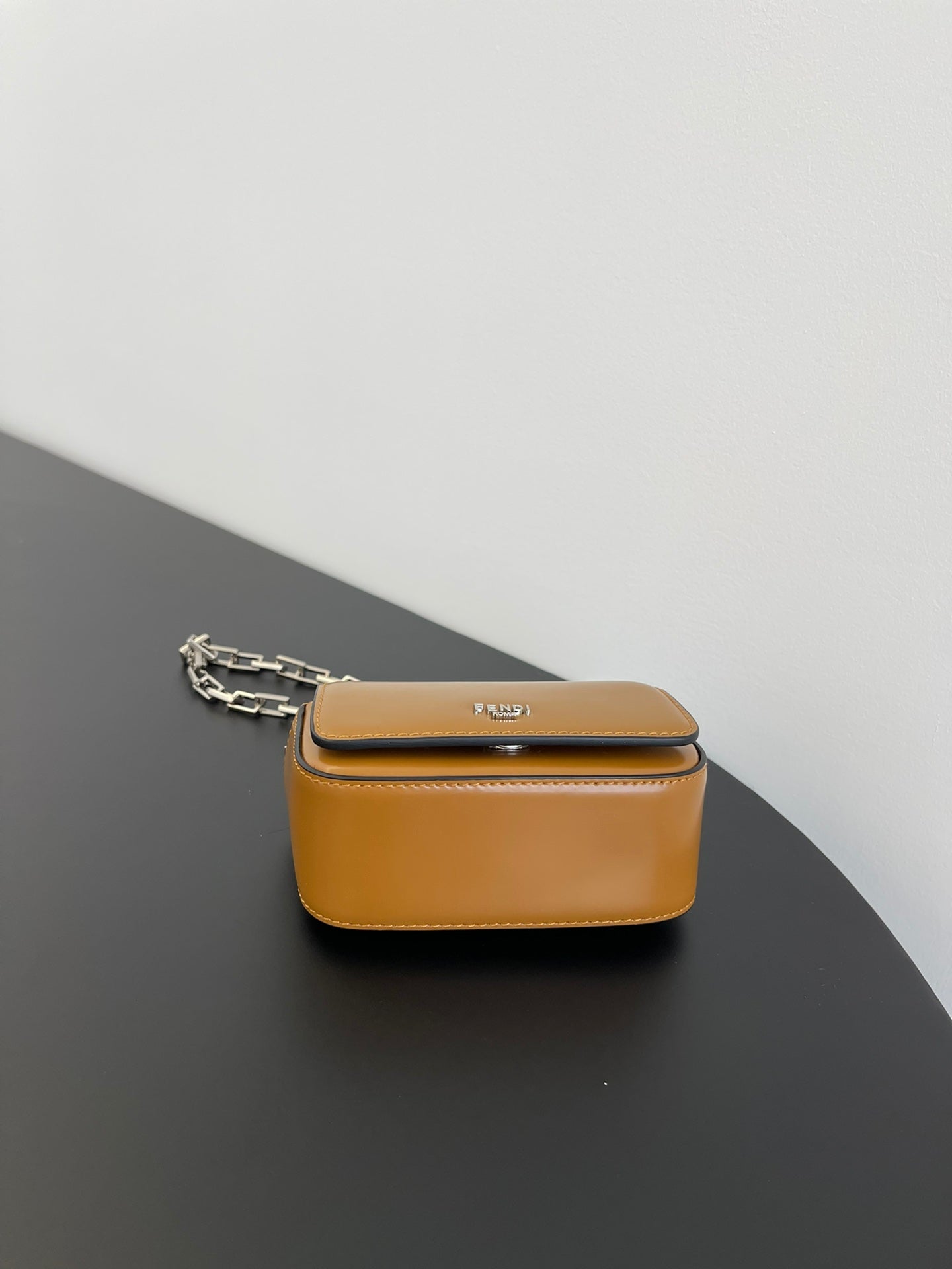 Luxury FendiLuxury FendiMINI FIRST SIGHT 13 BAG IN COPPER BROWN CALFSKIN WITH SILVER HARDWARE