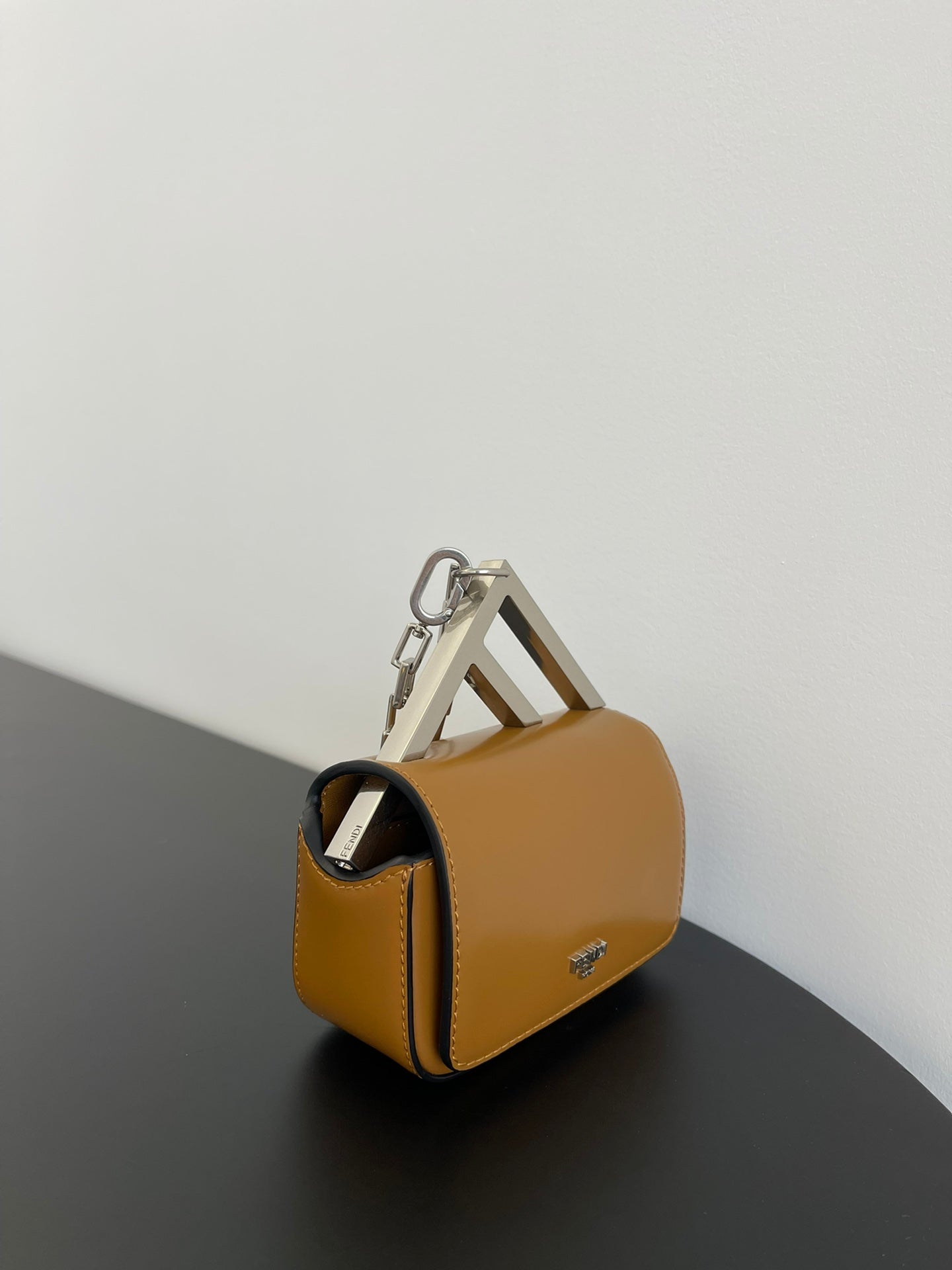 Luxury FendiLuxury FendiMINI FIRST SIGHT 13 BAG IN COPPER BROWN CALFSKIN WITH SILVER HARDWARE