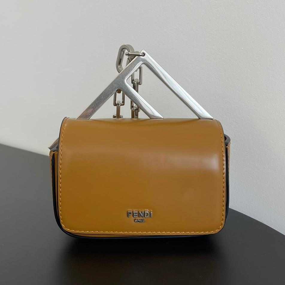 Luxury FendiLuxury FendiMINI FIRST SIGHT 13 BAG IN COPPER BROWN CALFSKIN WITH SILVER HARDWARE