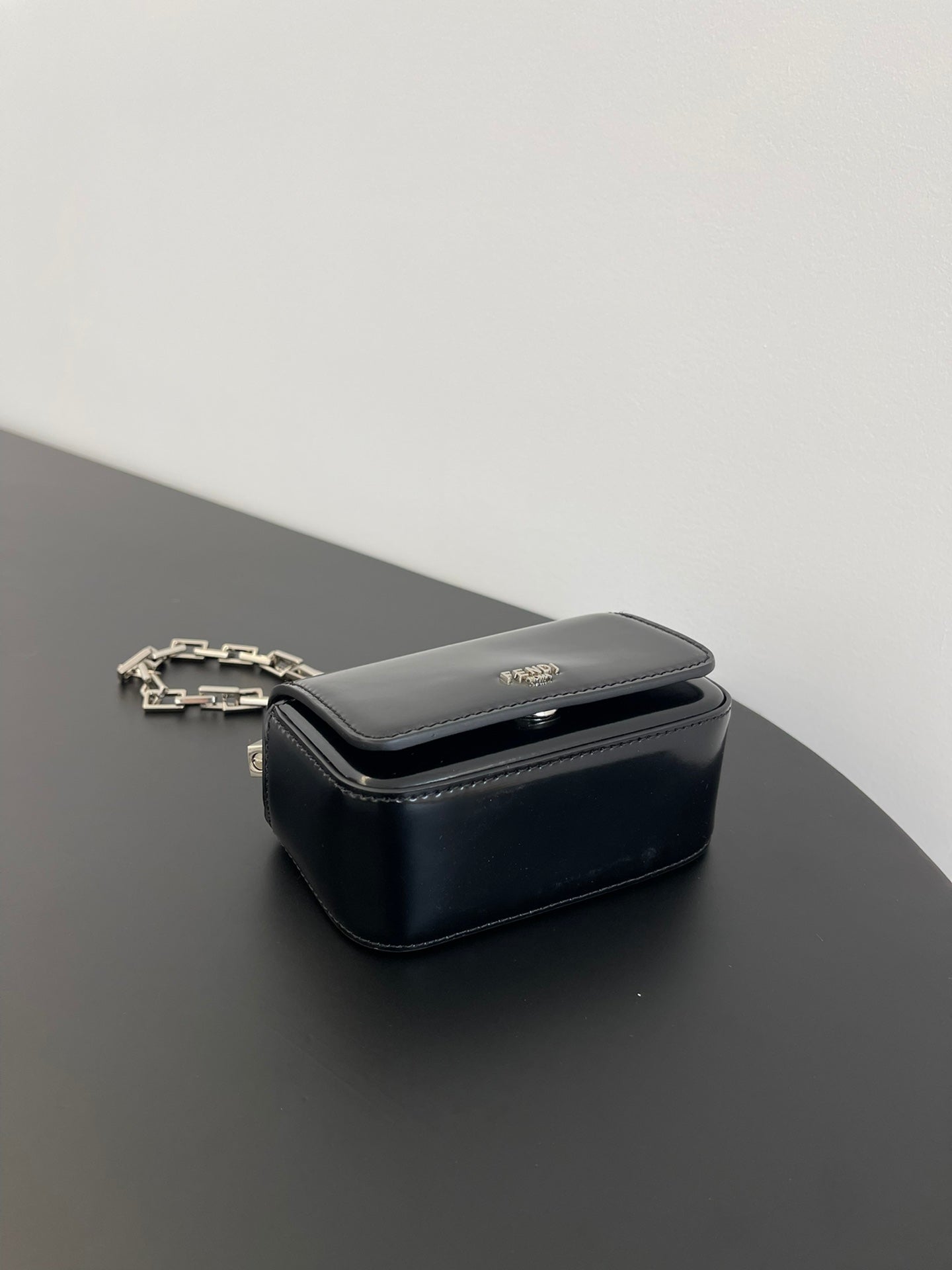 Luxury FendiLuxury FendiMINI FIRST SIGHT 13 BAG IN BLACK CALFSKIN WITH SILVER HARDWARE