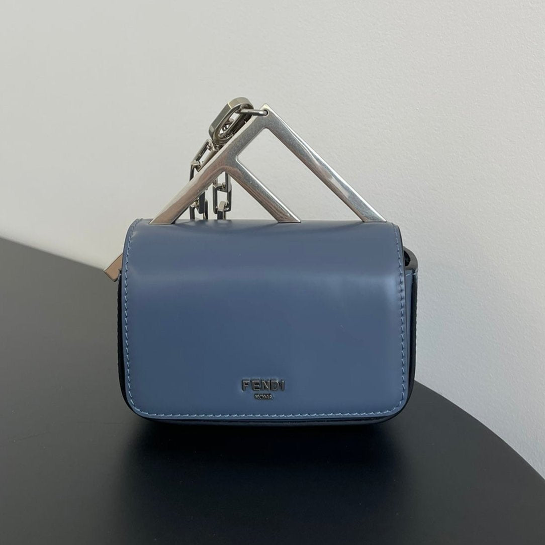 Luxury FendiLuxury FendiMINI FIRST SIGHT 13 BAG IN PIGEON BLUE CALFSKIN WITH SILVER HARDWARE