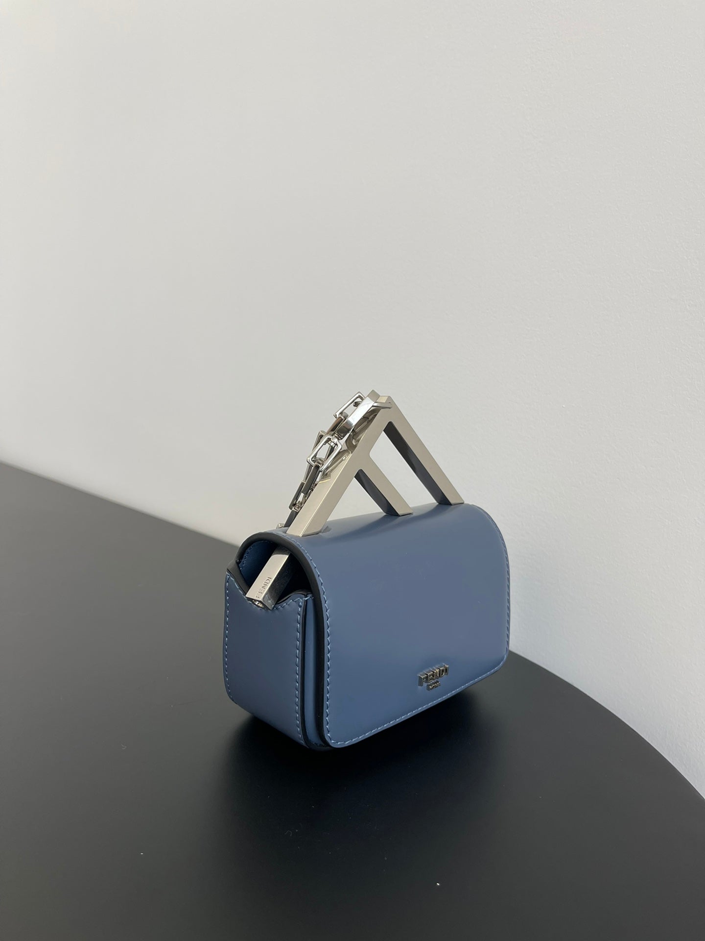 Luxury FendiLuxury FendiMINI FIRST SIGHT 13 BAG IN PIGEON BLUE CALFSKIN WITH SILVER HARDWARE