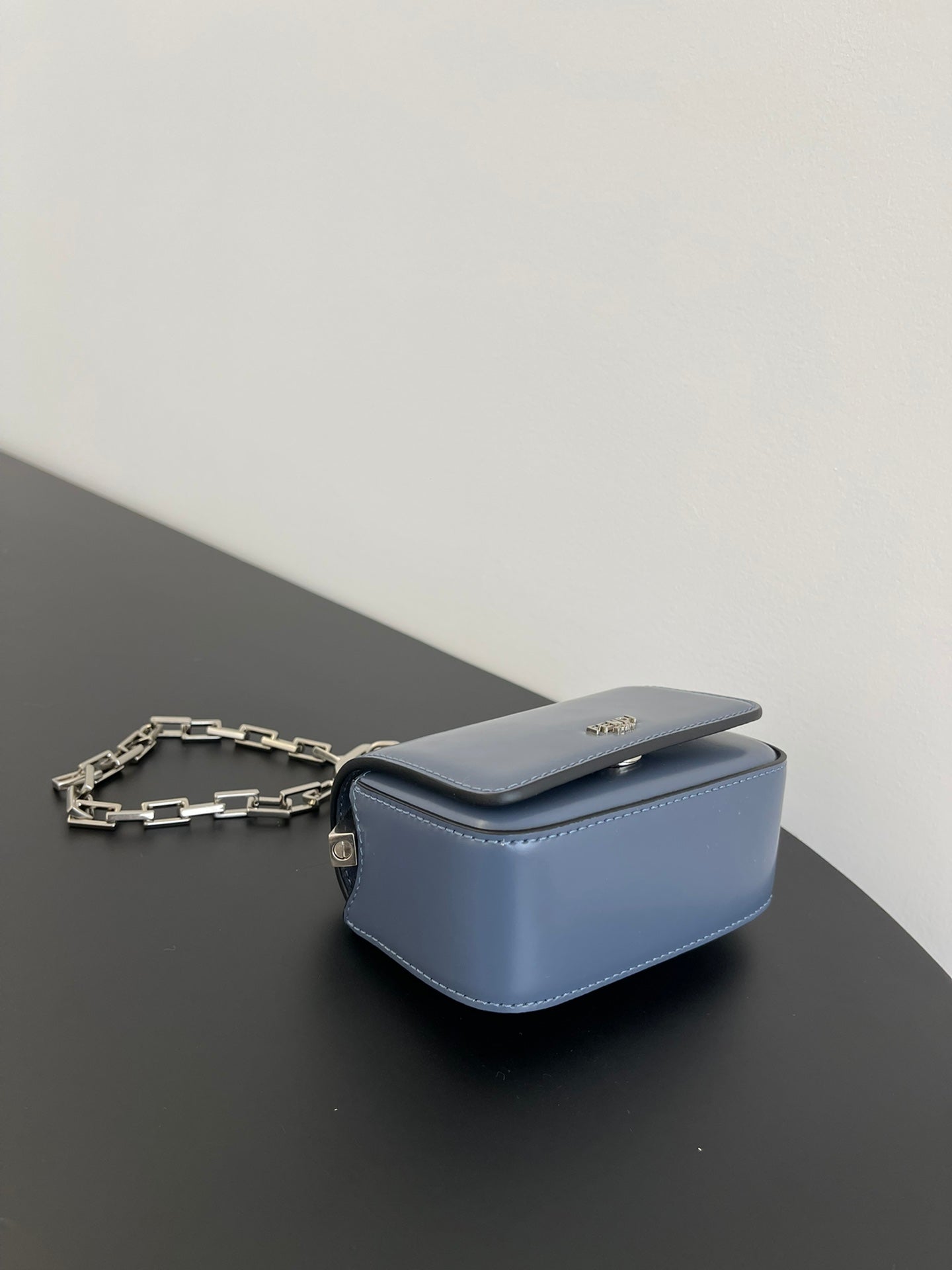 Luxury FendiLuxury FendiMINI FIRST SIGHT 13 BAG IN PIGEON BLUE CALFSKIN WITH SILVER HARDWARE