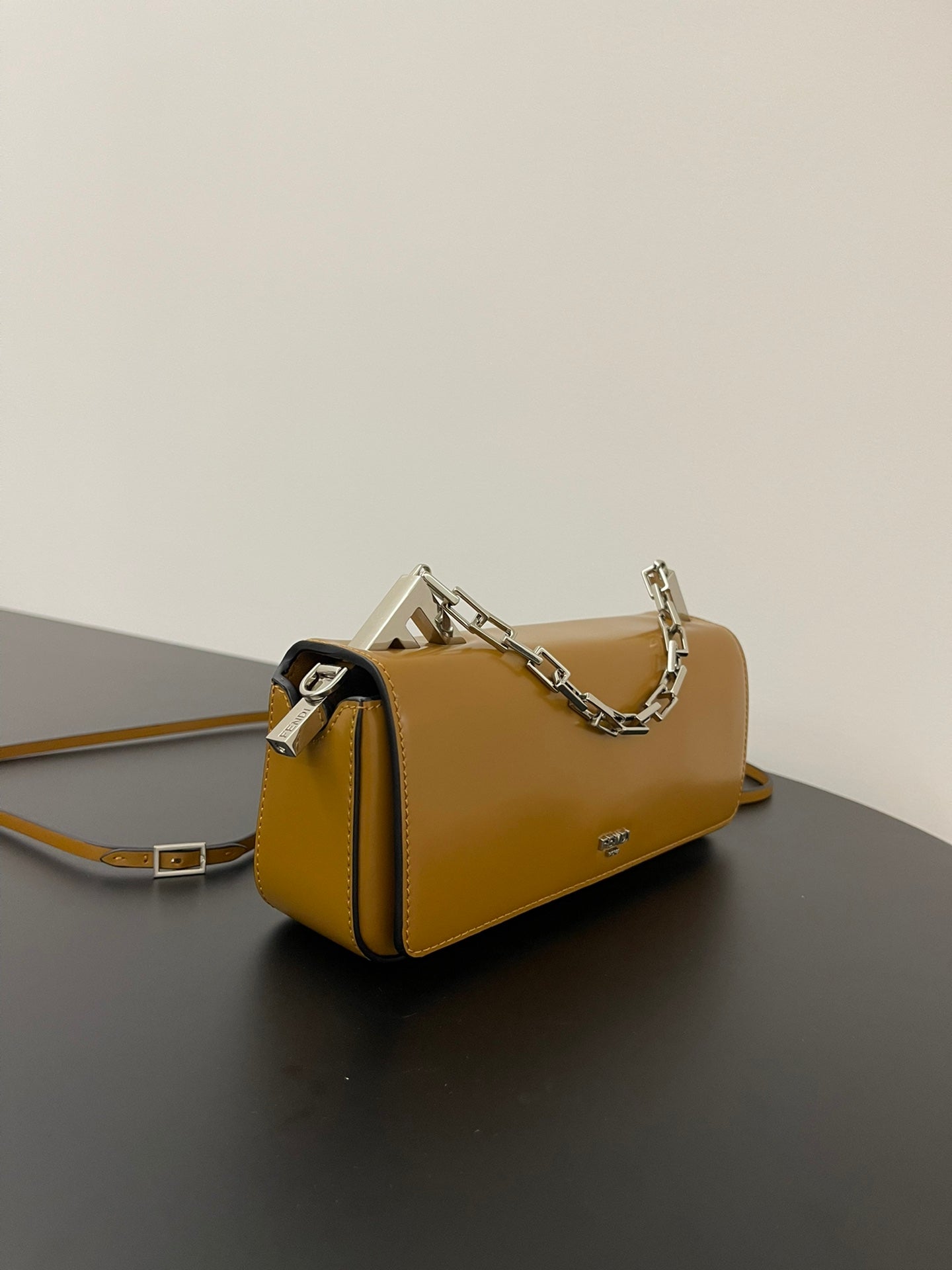 Luxury FendiLuxury FendiMINI FIRST SIGHT 23 BAG IN COPPER BROWN CALFSKIN WITH SILVER HARDWARE