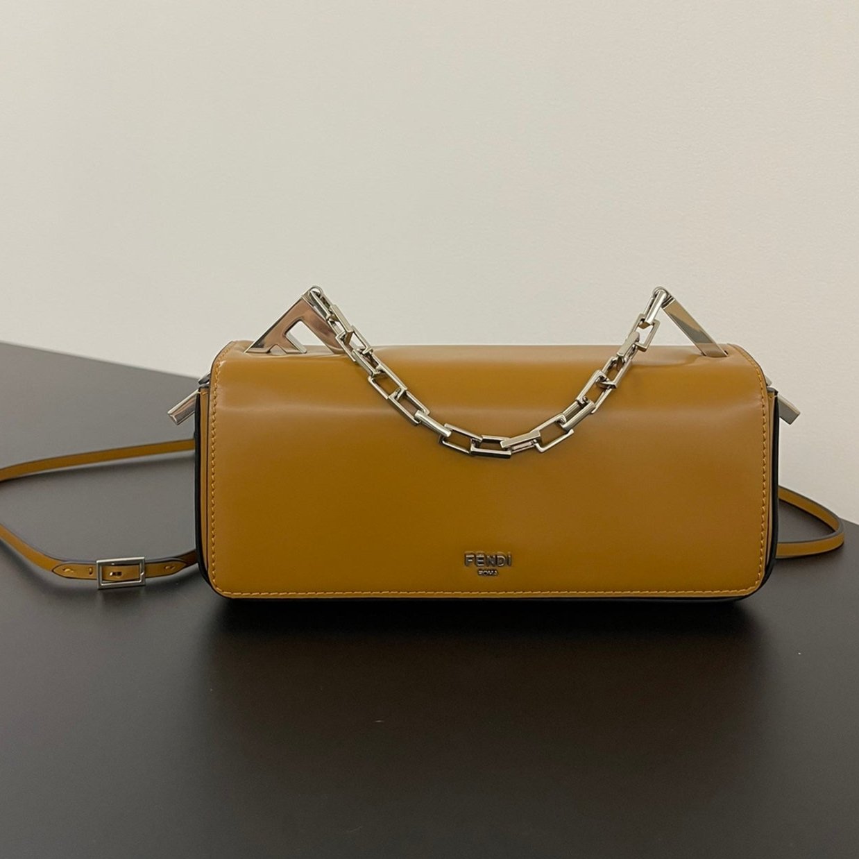 Luxury FendiLuxury FendiMINI FIRST SIGHT 23 BAG IN COPPER BROWN CALFSKIN WITH SILVER HARDWARE