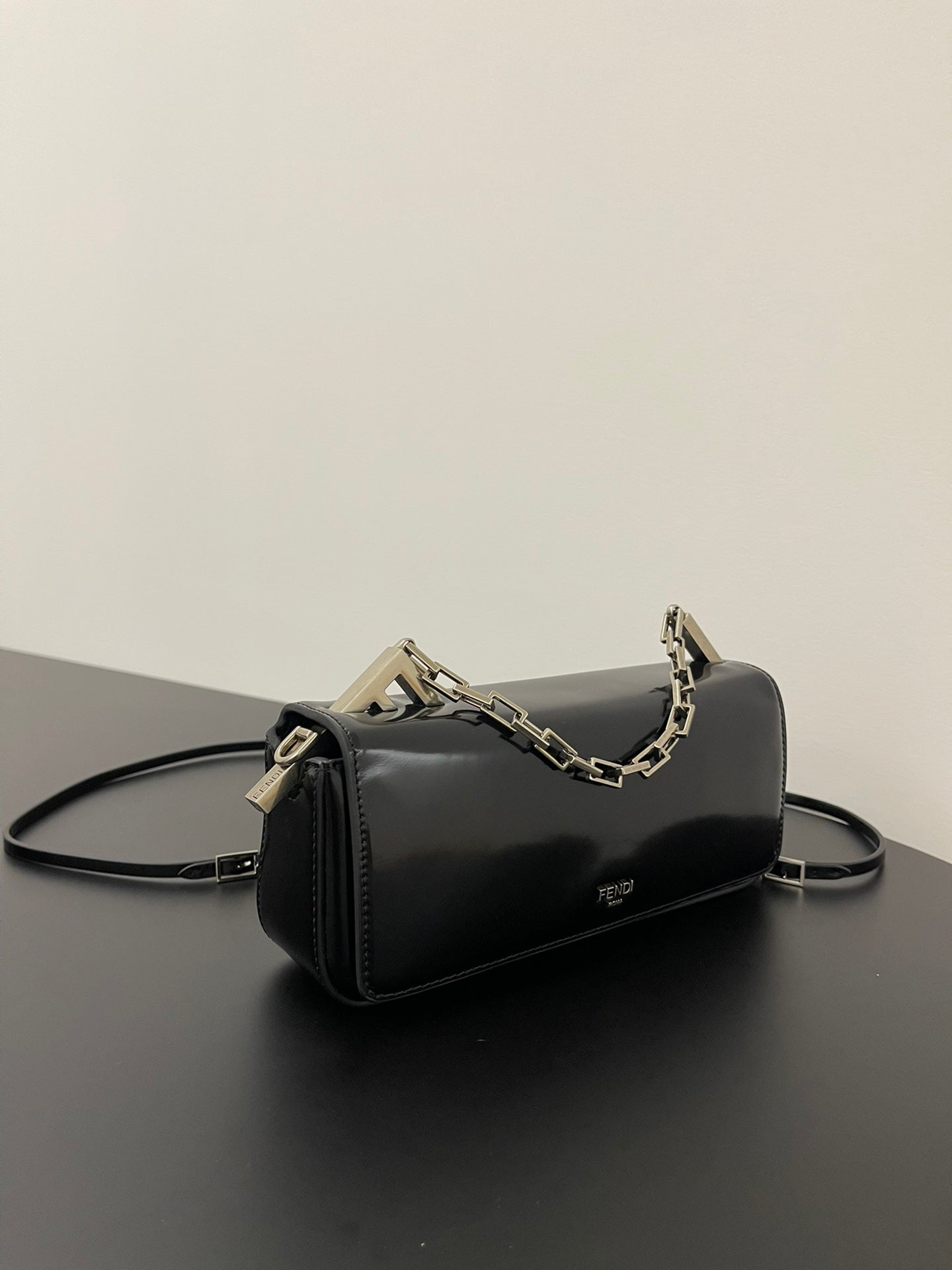 Luxury FendiLuxury FendiMINI FIRST SIGHT 23 BAG IN BLACK CALFSKIN WITH SILVER HARDWARE