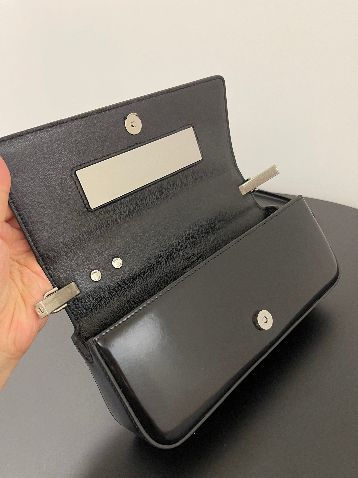 Luxury FendiLuxury FendiMINI FIRST SIGHT 23 BAG IN BLACK CALFSKIN WITH SILVER HARDWARE