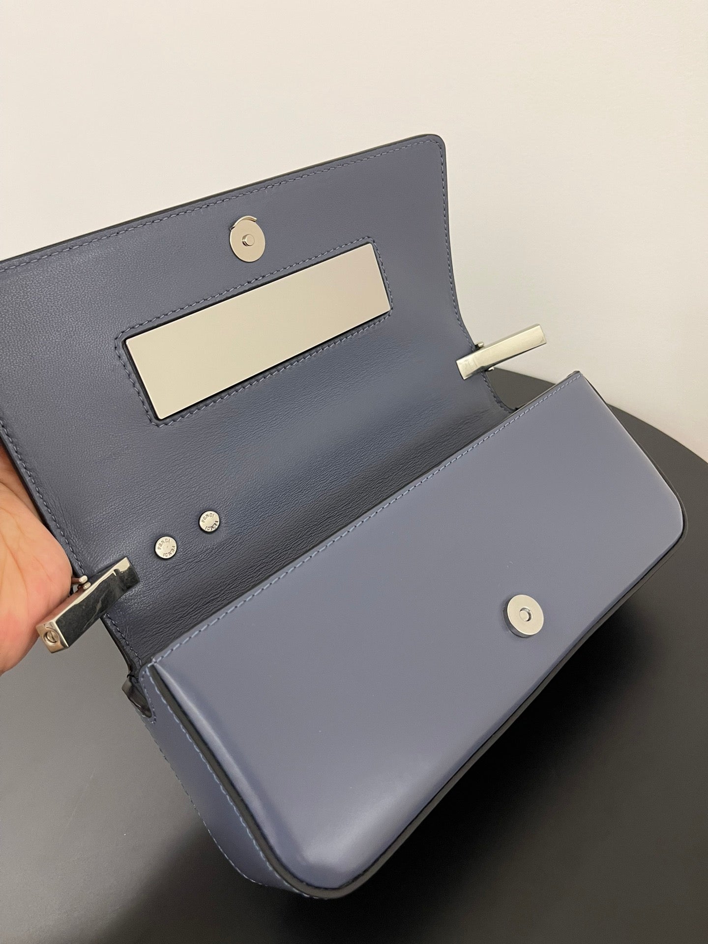 Luxury FendiLuxury FendiMINI FIRST SIGHT 23 BAG IN INDIGO BLUE CALFSKIN WITH SILVER HARDWARE