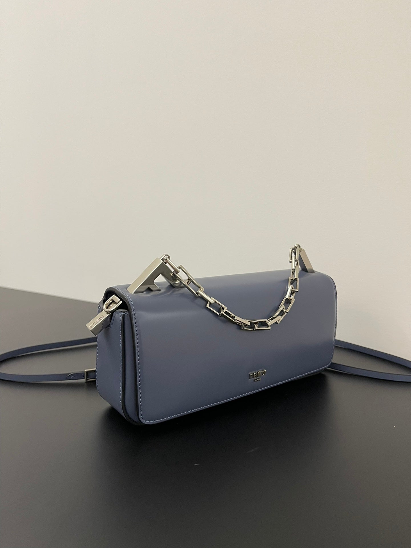 Luxury FendiLuxury FendiMINI FIRST SIGHT 23 BAG IN INDIGO BLUE CALFSKIN WITH SILVER HARDWARE