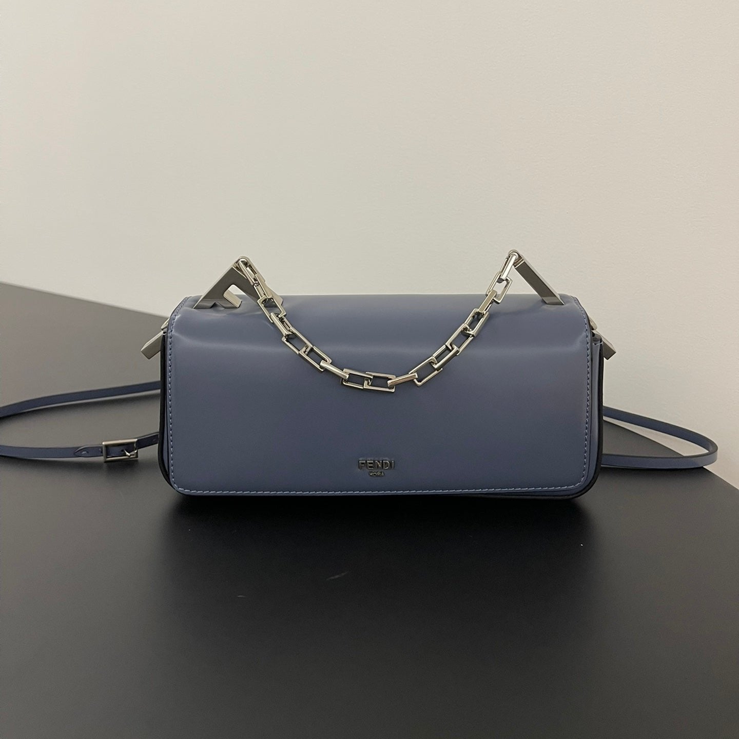 Luxury FendiLuxury FendiMINI FIRST SIGHT 23 BAG IN INDIGO BLUE CALFSKIN WITH SILVER HARDWARE