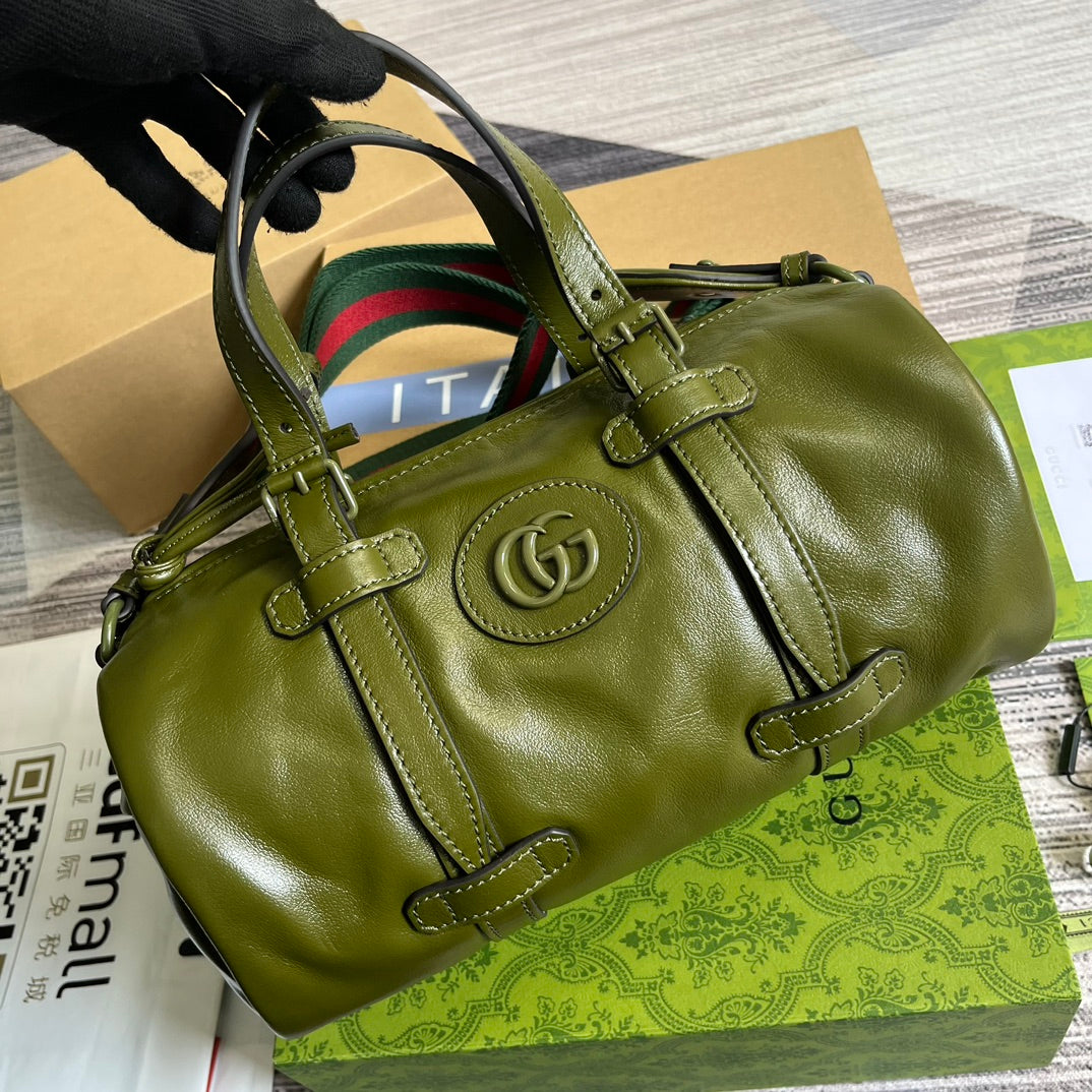 Luxury Gucci GG SMALL 28 DUFFLE BAG IN GREEN MOSS SOLF CALFSKIN
