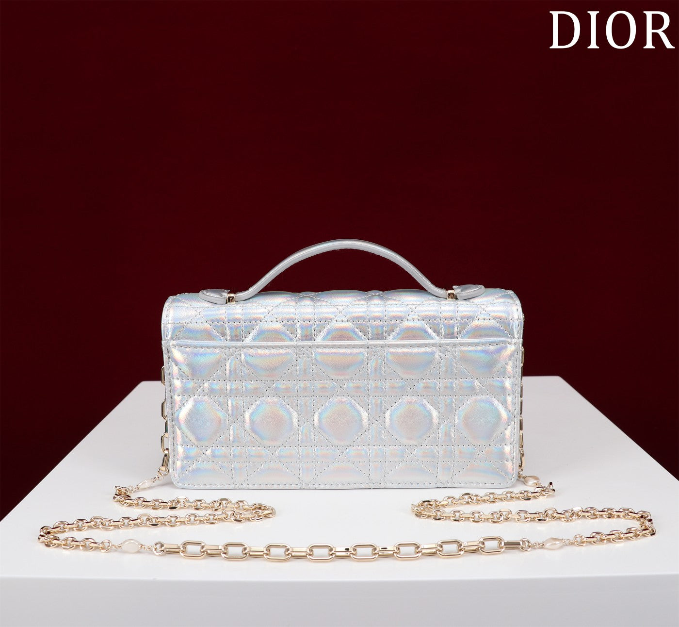 Luxury Diormy mini 21 silver metalic lambskin
