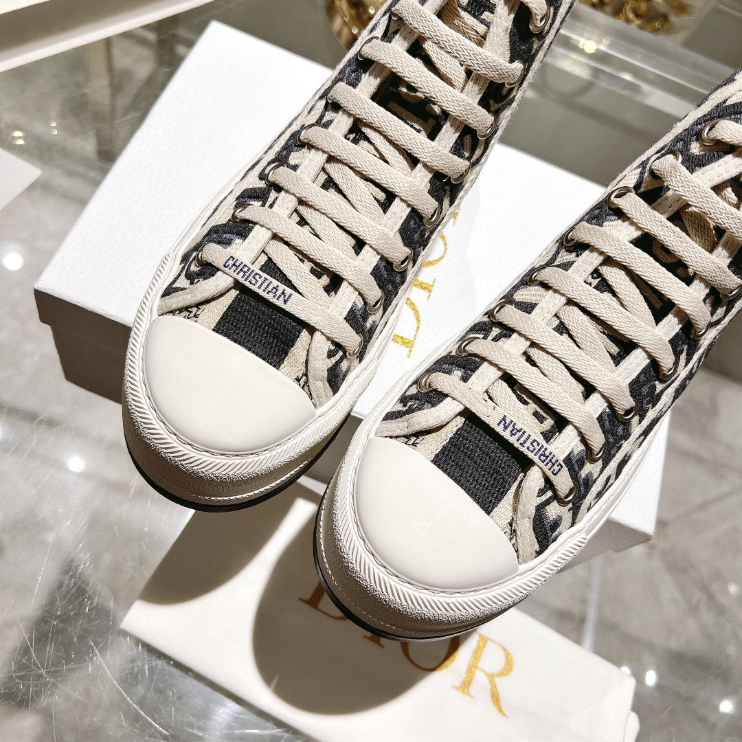 Luxury Diorwalkn high-top 45 black beige oblique embroidery canvas