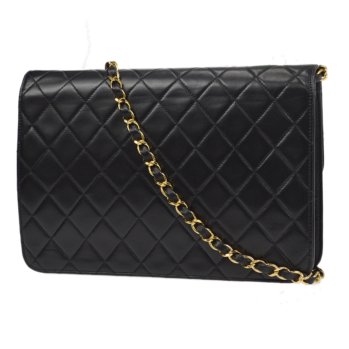 CHANEL Classic Single Flap Chain Shoulder Bag Black Lambskin 58016