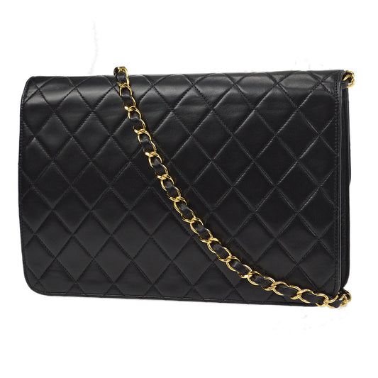 CHANEL Classic Single Flap Chain Shoulder Bag Black Lambskin 58016