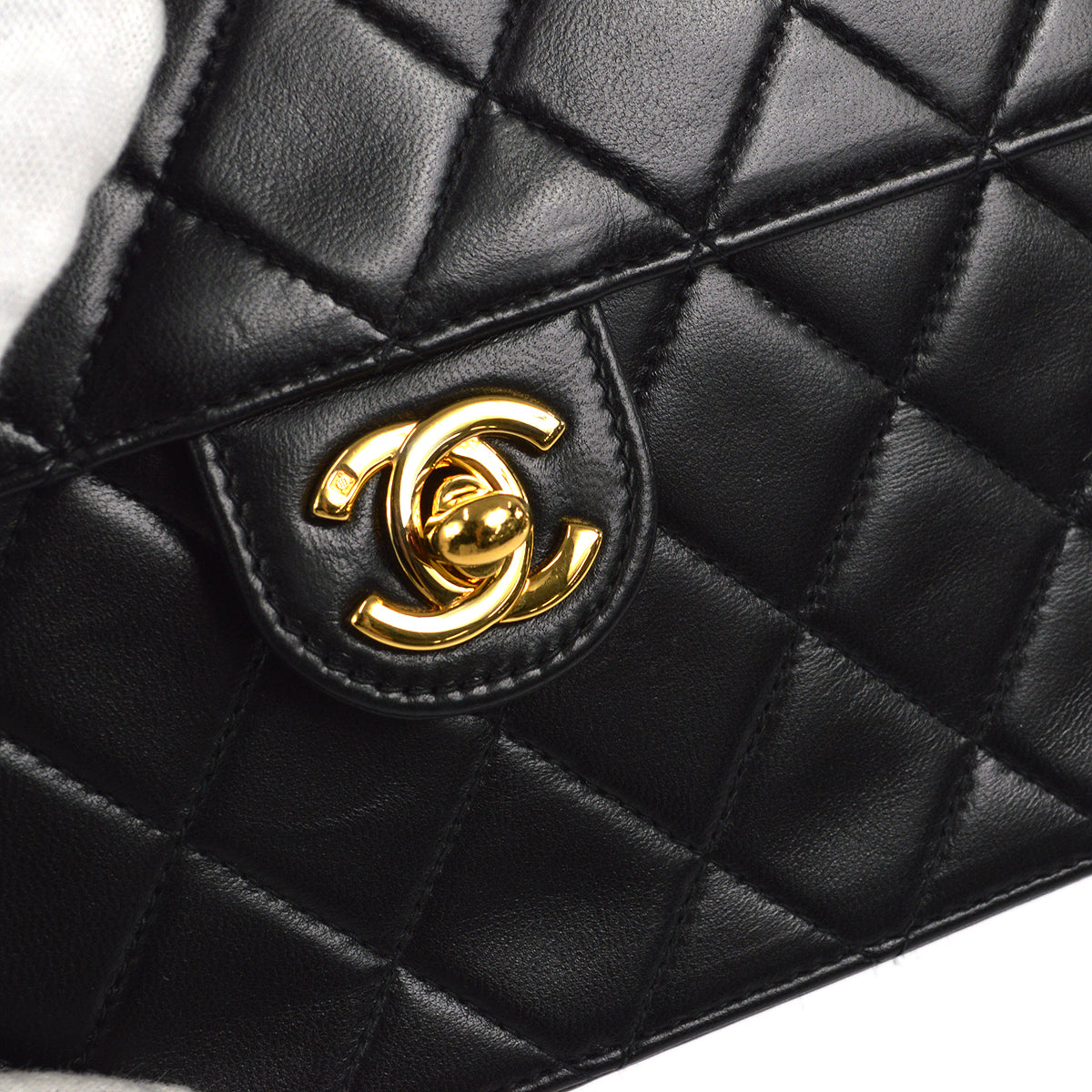 CHANEL Classic Single Flap Chain Shoulder Bag Black Lambskin 58016