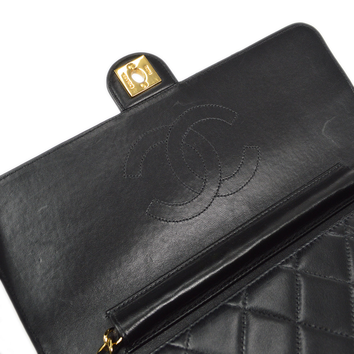 CHANEL Classic Single Flap Chain Shoulder Bag Black Lambskin 58016