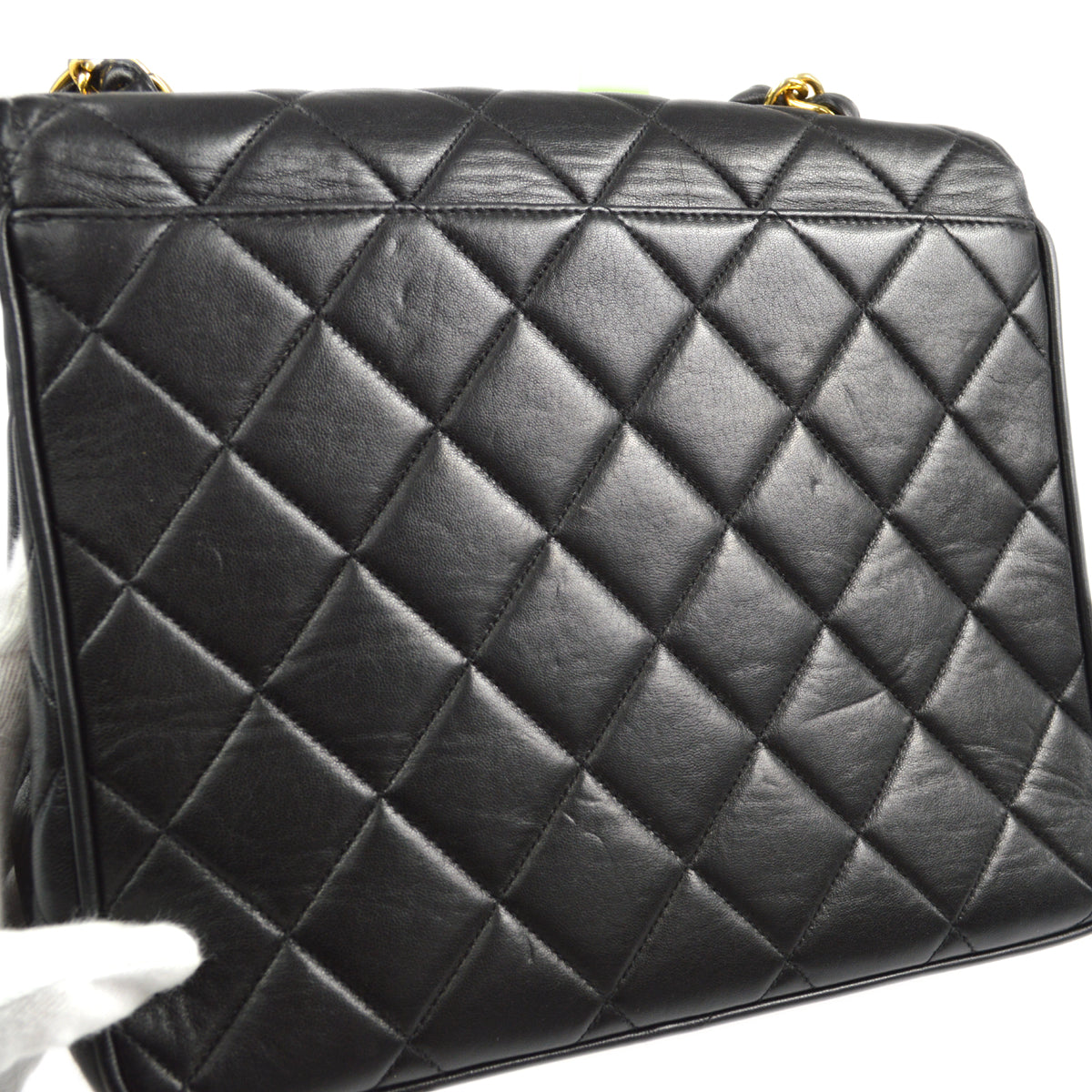 CHANEL Classic Flap Single Chain Shoulder Bag Black Lambskin 58094